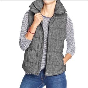 Warm Grey Herringbone Puffer Vest XL